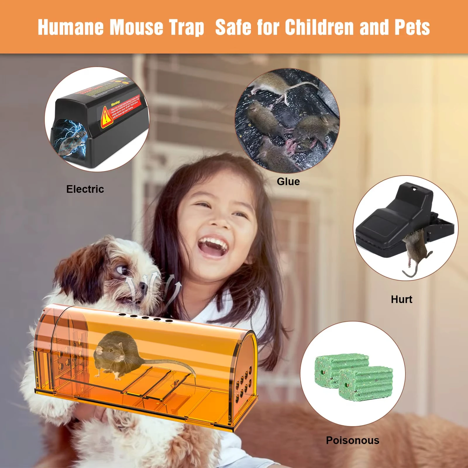 Reusable Mice Rodent Catcher Rat Trap No Kill Animal Pet Control Cage Humane Mouse Trap Catch and Release for Indoor/Outdoor