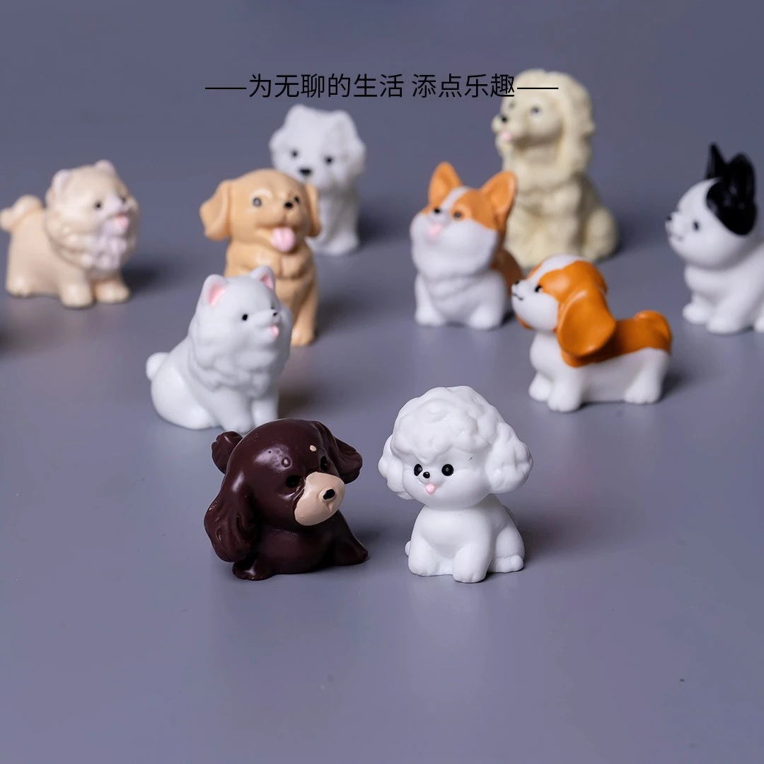 11-14개 귀여운 미니 소형견 동물 장식 레진 공예 미니어처 피규어, 분재 미니어처 풍경 요정 정원 장