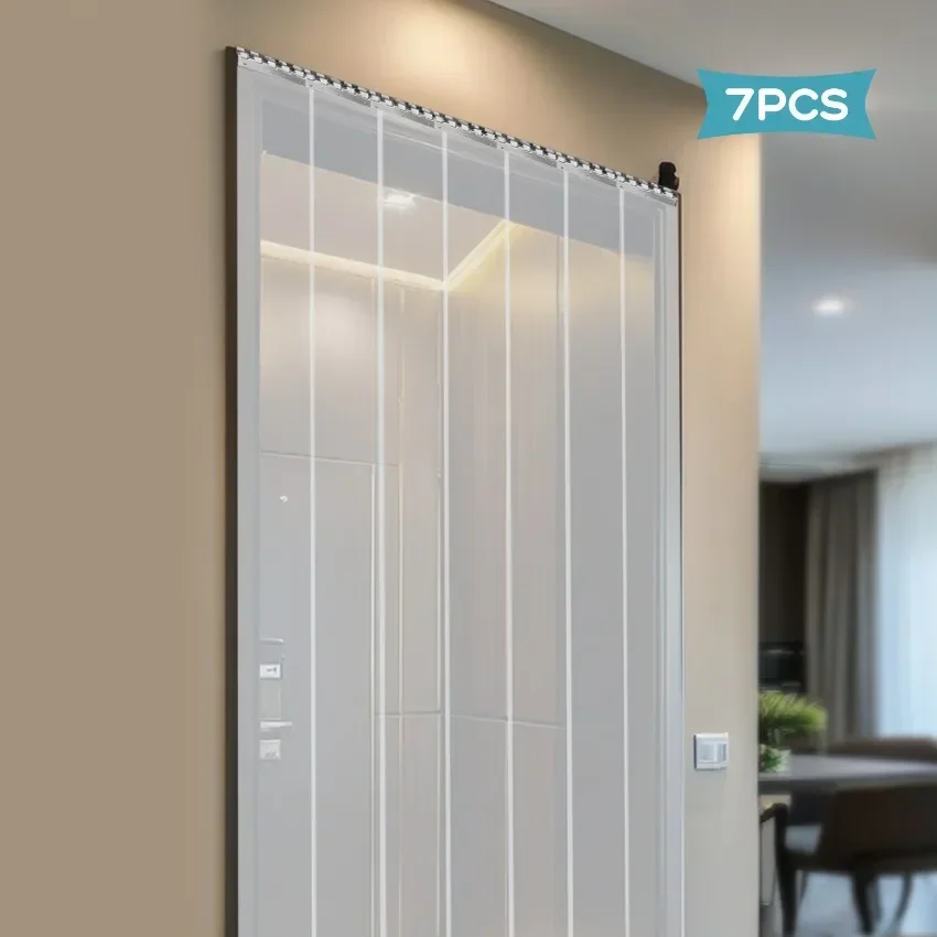 PVC-Streifenvorhang, Lattenvorhang, transparent, 200 x 105 cm, 7er-Pack, Industrievorhang, transparenter Türvorhang für Lagerhäuser – Detail 5