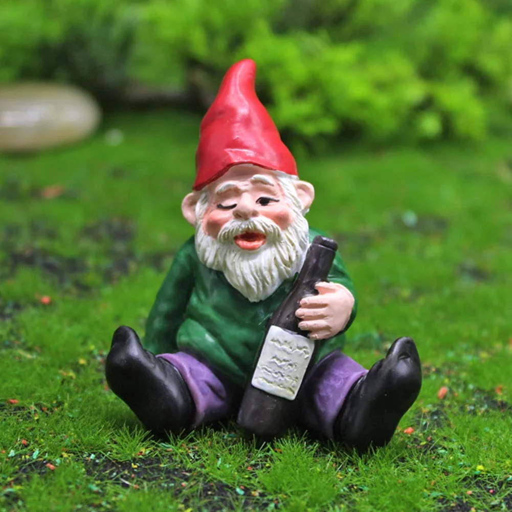 Fairy Garden Mini Gnomes Statue Resin Moss Micro Landscape Decoration Outdoor Fairy Miniature Dwarf Figurine Resin Ornaments