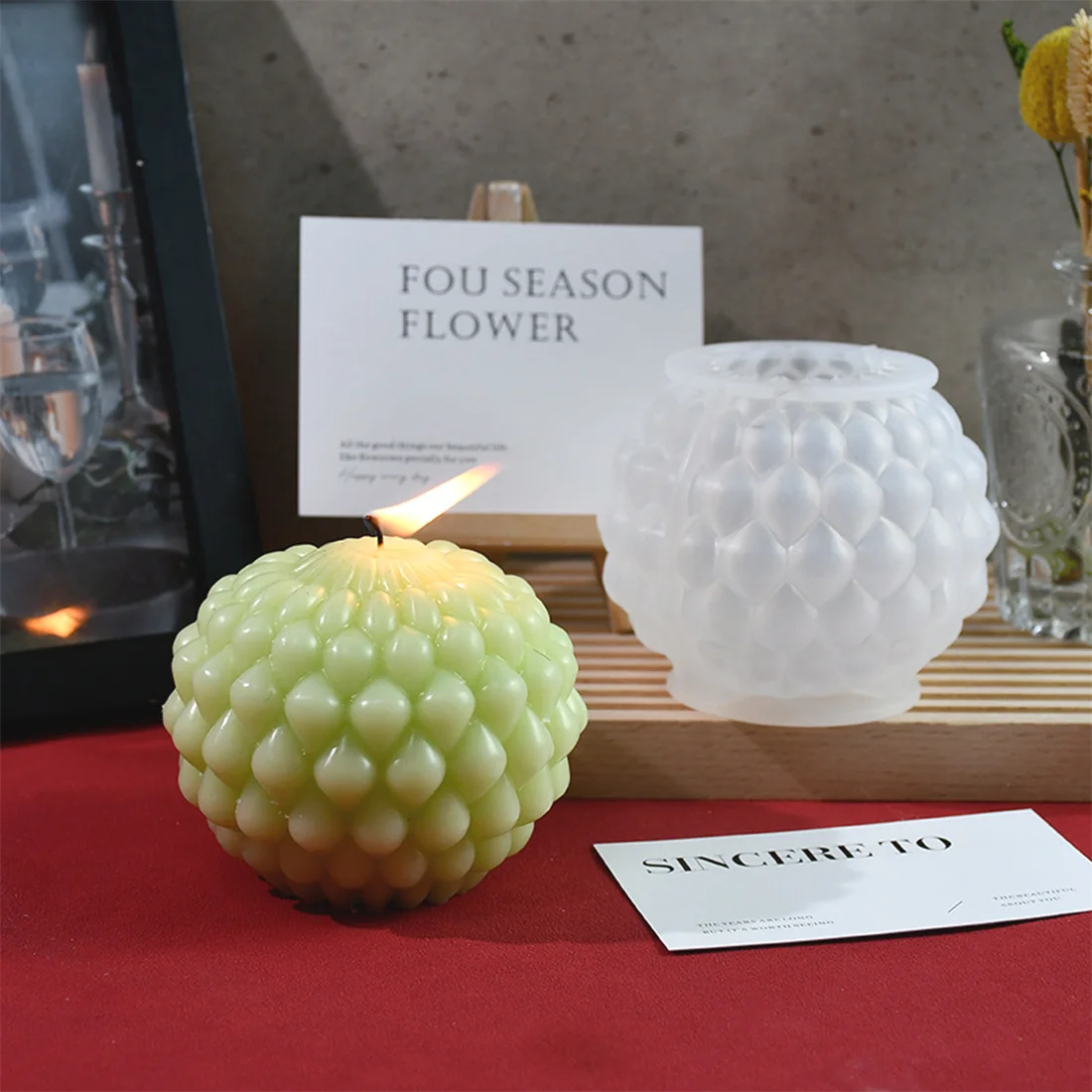 Spherical Silicone Candle Mold DIY Round Ball Aromatherapy Soap Candle Making Supplies Plaster Epoxy Resin Mold Crafts Ornament