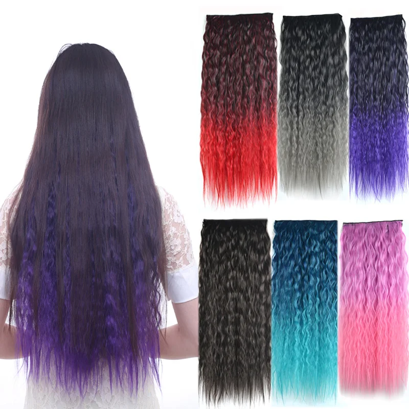 Jeedou Kinky Curly Synthetic Hair Clip In One Piece Hair Extension Blue