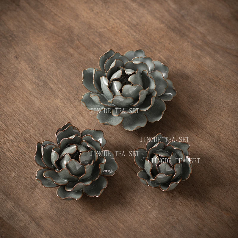 Ceramic Handmade Lotus Tea Pet Tea Table Decoration Ornaments Nourishing Opening Tea Play Incense Holder Teaset Accessories