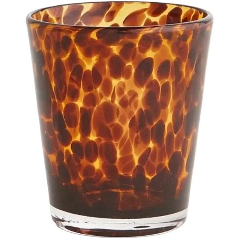 Lazzy House Foreign Trade Retro Old Fashion Tortoiseshell Leopard Pattern Handmade Glass Water Glass Wine Whisky Glasses