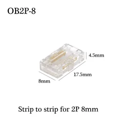 Solderless Mini Buckle LED Wire Connector for Strip Lights - No Dark Areas (OB2P-8)