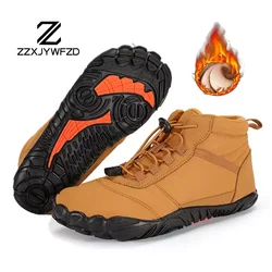 Winter Waterproof Plush Fur Boots - Men's and Women's Anti-Slip Trekking and Hiking Footwear - 46 (Yellow)