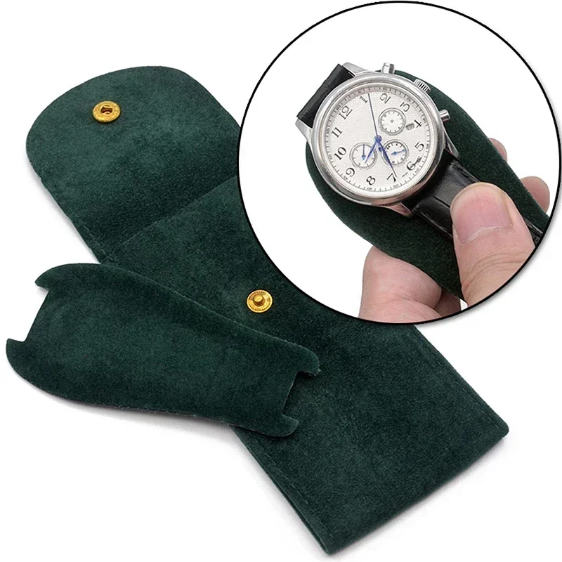 Watch Box Flannelette Gift Bag Travel Storage Case Dust Protection Case Blue Green Gray Black