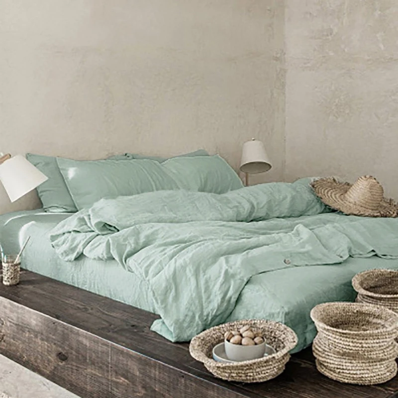 

Natural 100% LINEN Bedding Set Queen Single Duvet Cover and Pillowcases Bedroom Twin Double Bed King Size Quilt Covers Queen