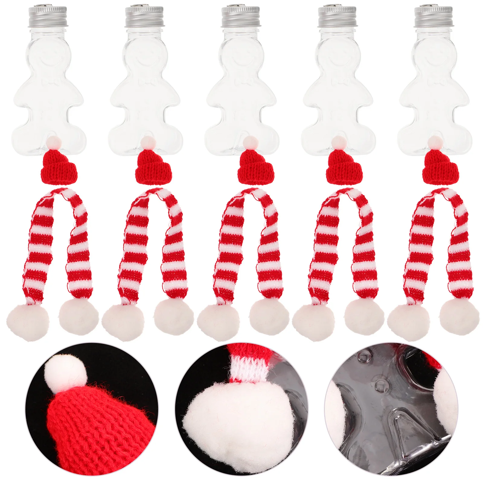 

Christmas Beverage Bottles Gingerbread Man Bottles Small Juice Bottle Empty Bottles with Scarves Hats