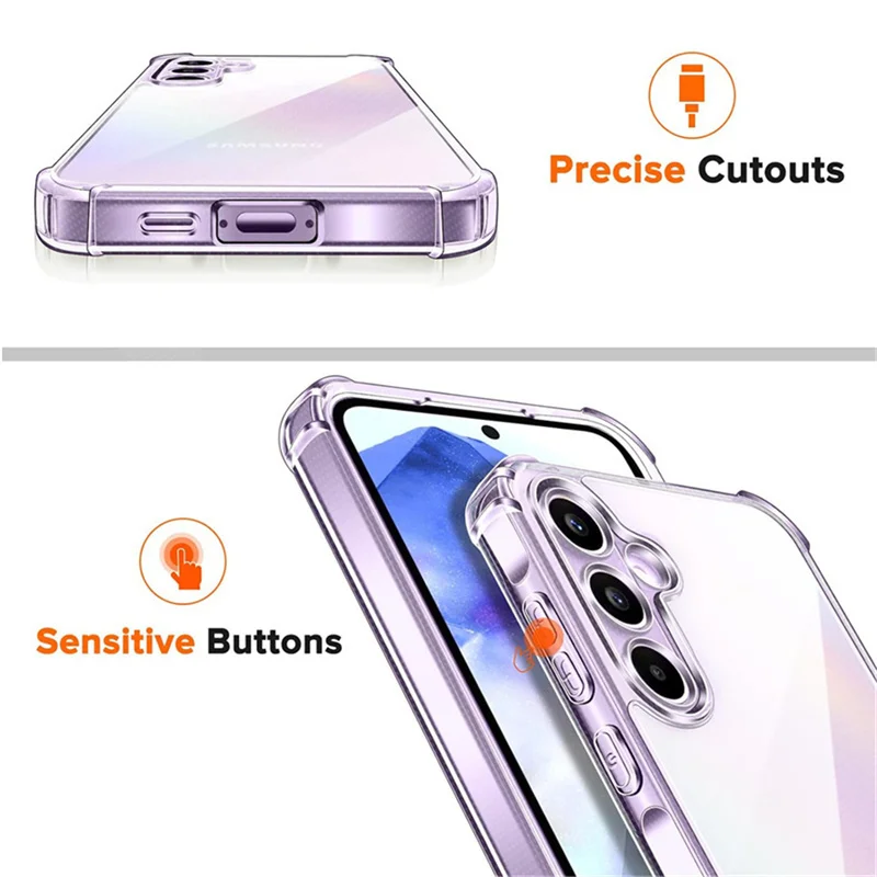 3-in-1,Airbag Case + Privacy Glass for Samsung A55 5G Soft Clear Shockproof Silicone Phone Cases Samsung Galaxy A55 Cover A55 5G 6