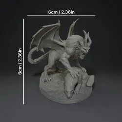Abyss Demon: Expressive 3D Printed Statue in Suppressing Pose (Grey)