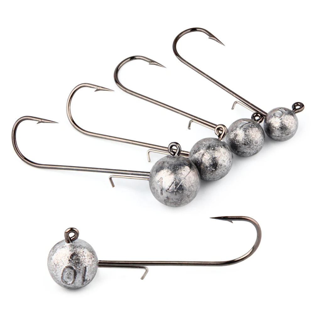 Spinpoler 5g 7g 10g 14g Jig Heads Fishing Hook Long Shank Round Ball High Carbon Steel Long For Soft Lure Worm Accessorie 4pcs 4