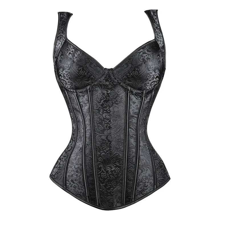 caudatus Sexy Straps Corset with Cup Lingerie zipper side overbust