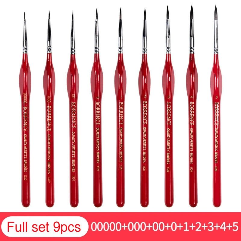 레드 미니어처 후크 라인 펜 2/4/5/9pcs 엑스트라 파인 디테일 구 아슈 페인트 모델 아트 네일 드로잉 전문 페인트 브러시 세트