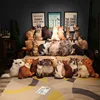 Simulation Cat Plush Throw Pillow Toy Real Life 3D Stuffed Animals Kitten Plushies Doll Cushion Cartoon Soft Kids Toys for Girls 3