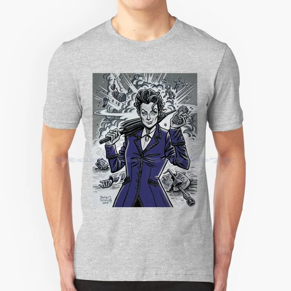 Missy T Shirt 100% Cotone Tee Missy Sprays Gomez Fan Art Daleks Cybermen 12Th Doctor Double Doctor Peter Capaldi Aine