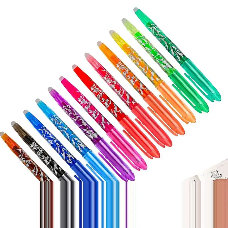 

Erasable Pens Multicolor 8-Color/12-Color Assorted Color Ink 0.5mm Ballpoint Pens For Adults Kids Drawing Writing Planner