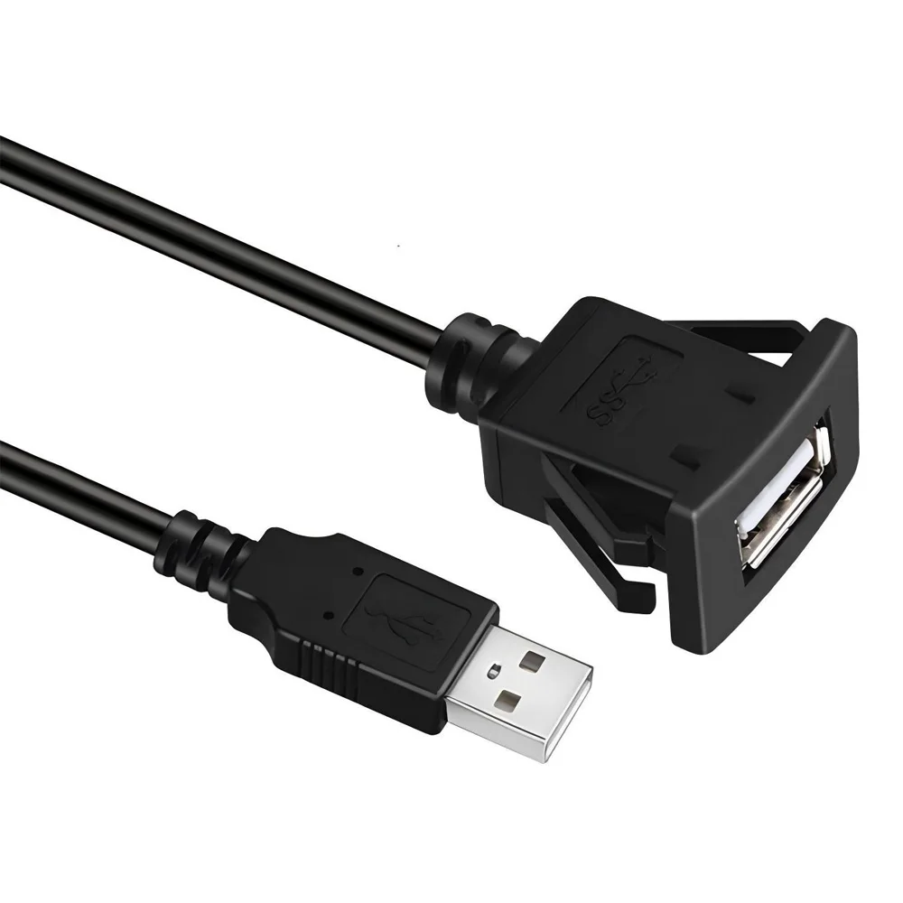 Waterproof USB 3.0 Male to Female AUX Flush Mount Extension Cable for Dashboard Installation - 1M