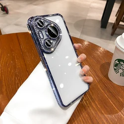 Luxury Plating Glitter Diamond Transparent Phone Case - Bling Shockproof Soft Cover for P70 (Navy Blue)