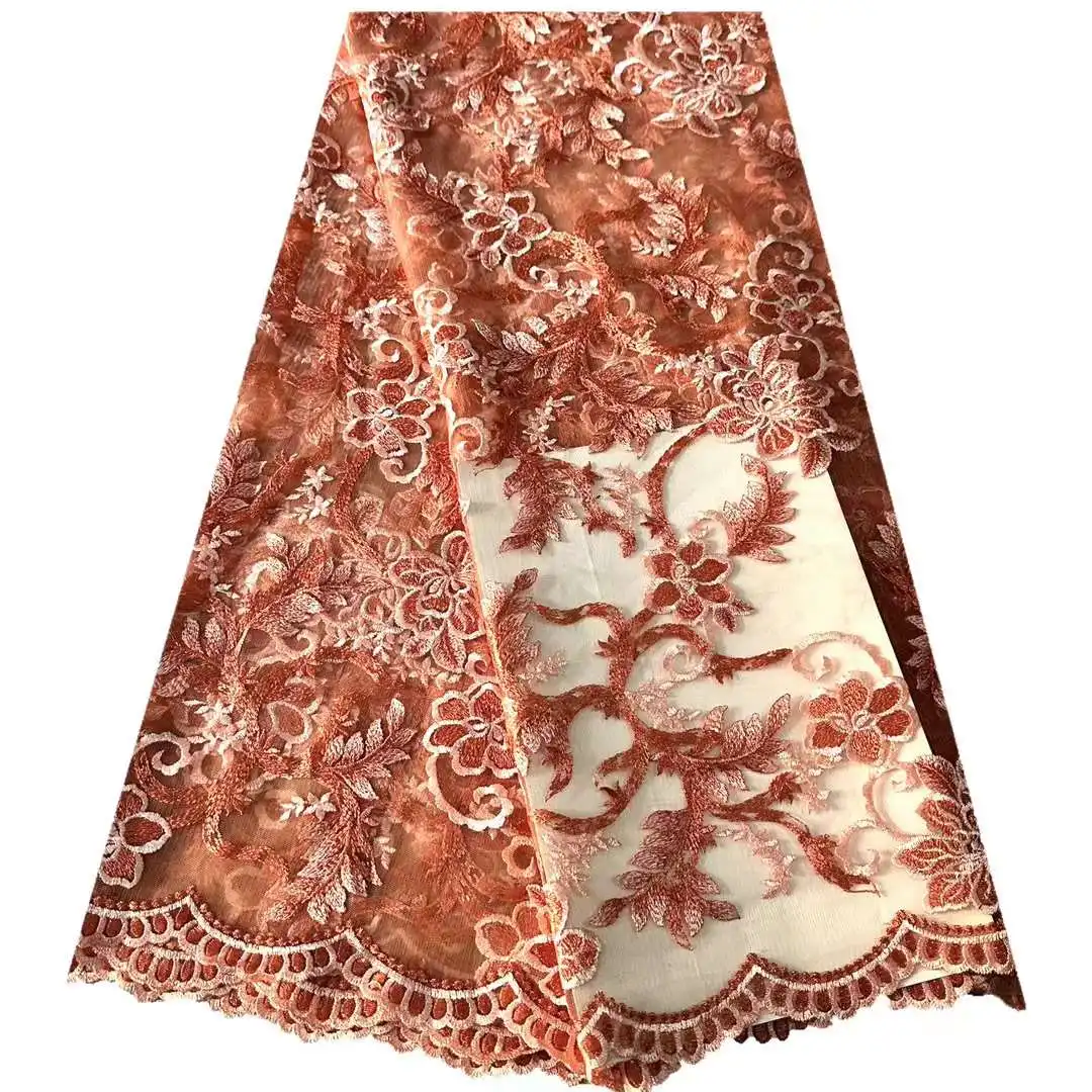 

African Lace Fabric Fashion Craft Pattern Embroidery Flower Free Shipping Sewing Design Banquet Wedding Dress 5 Yards Wholesale
