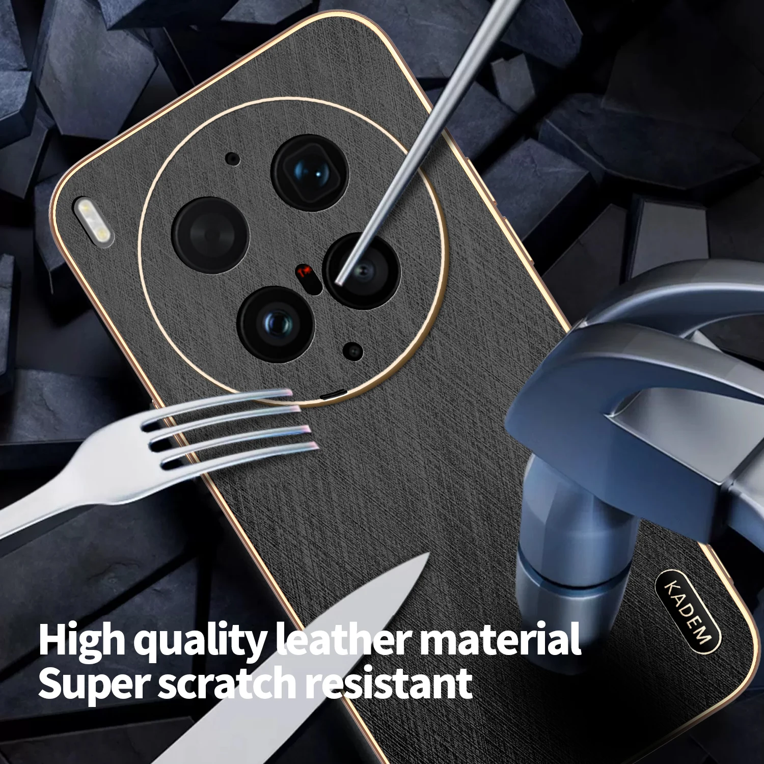 Electroplating Vegan Leather Ultra-Thin Anti-Fall Case - Skin-Friendly Design