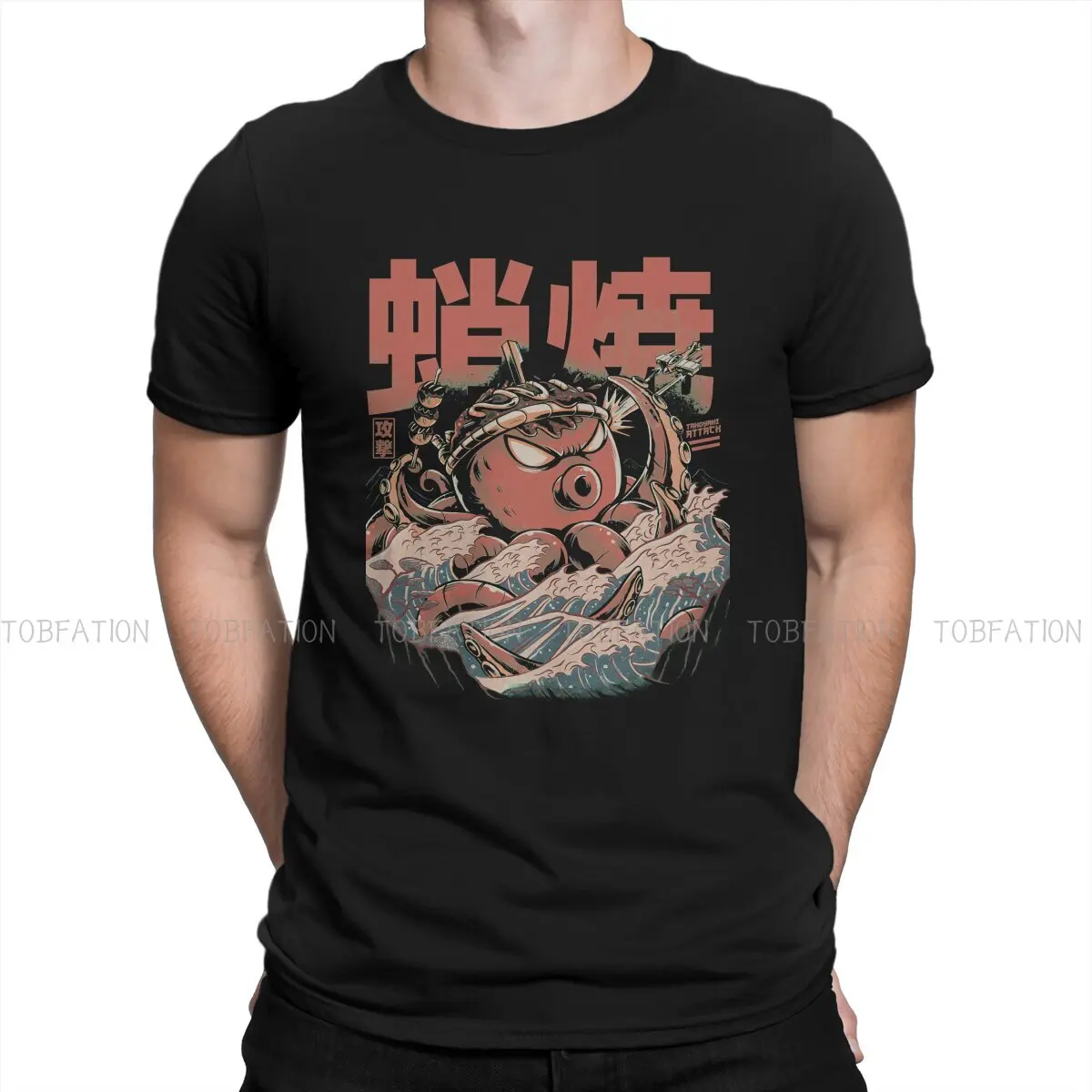 

Takoyaki Attack Kanagawa Men T Shirt Cotton Gothic Crewneck TShirt Harajuku Clothing