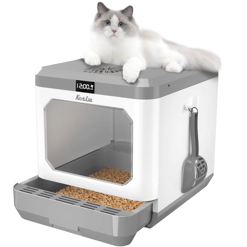Automatic Cat Litter Box Includes Charcoal Filter, Builtin Scale Smart