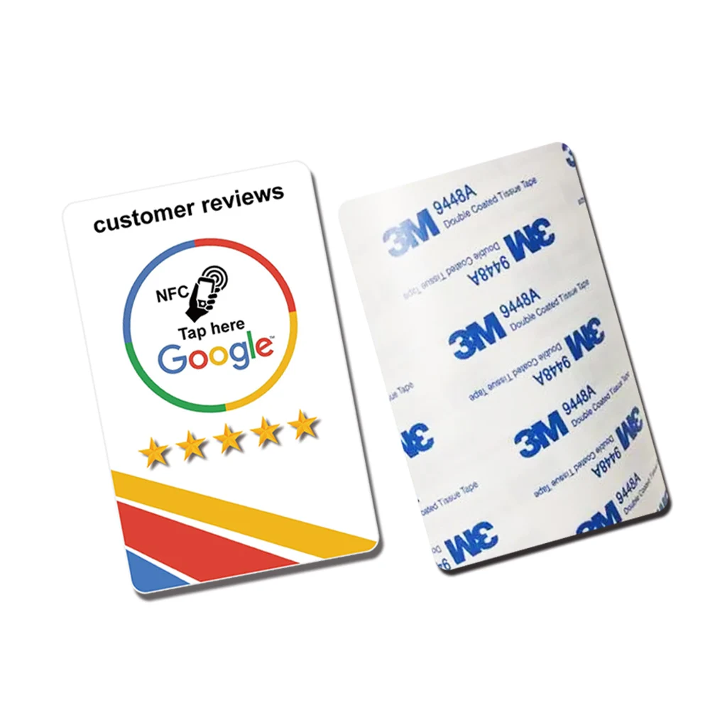 NFC 카드 Google Review NFC 카드 NTG 215 뒷면 스티커, 리뷰용 PVC 소재 표준 범용 NTG215 태그