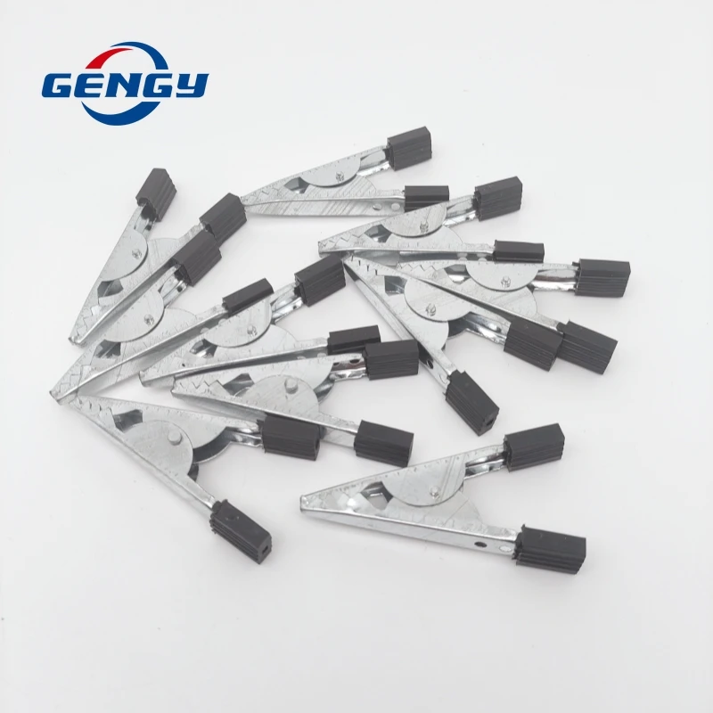 10 Pcs Iron Crocodile Clip 32mm-50mm Plastic Handle Test Probe Alligator Clips Connector Connect Socket Plug