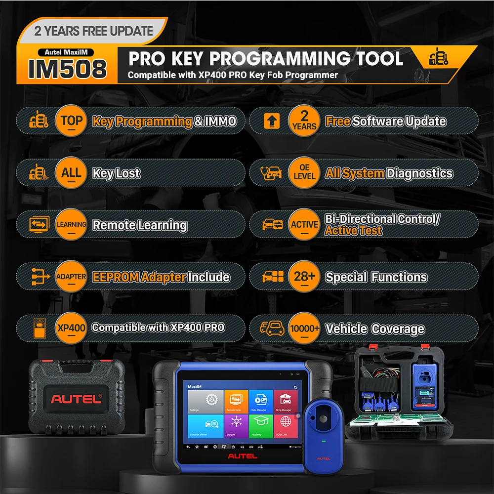 Autel MaxiIM IM508 키 포브 프로그래머, OBD2 자동차 진단 스캐너, 액티브 테스트 28 개 이상 서비스, IMMO 키 프로그래밍 스캔 도구