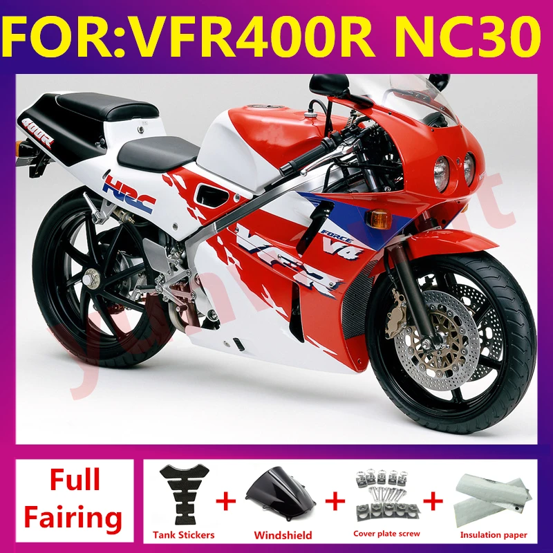 

Fit For Honda VFR400 NC30 1988 - 1992 Motorcycle Accessories ABS Fairing Bodywork Set VFR 400 MC30 1989 1990 1991 set ren white