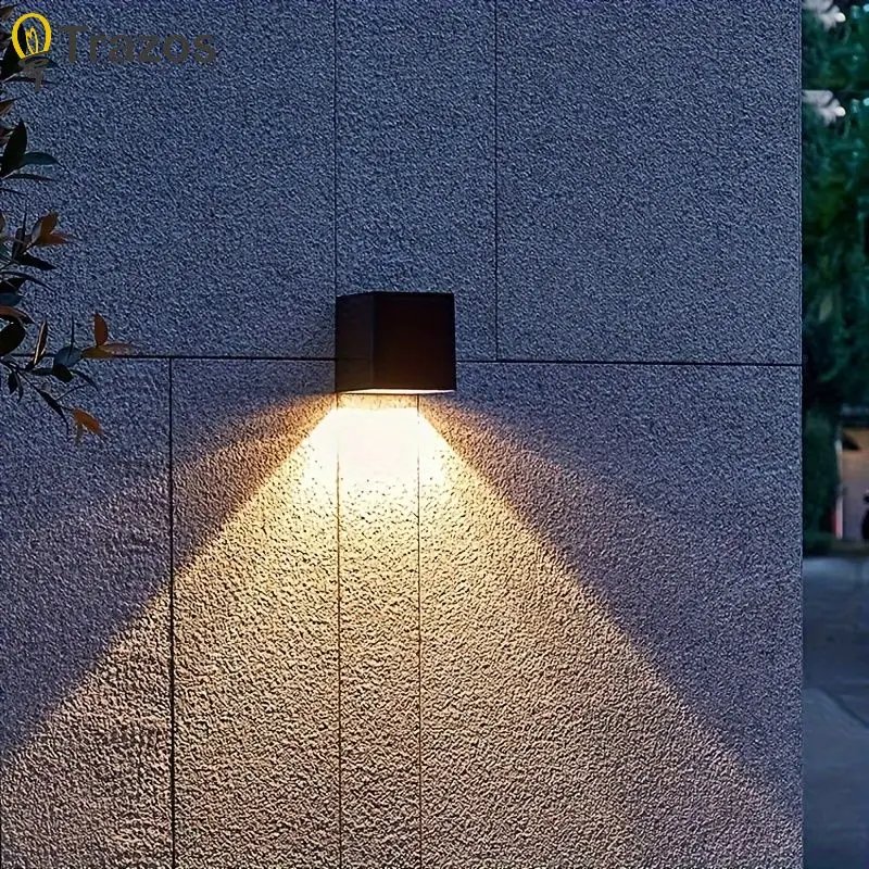 Outdoor LED Dual Head Wall Light Waterproof Up and Down Semi Circular Square Villa Entrance Corridor Barden Wall Washing Light