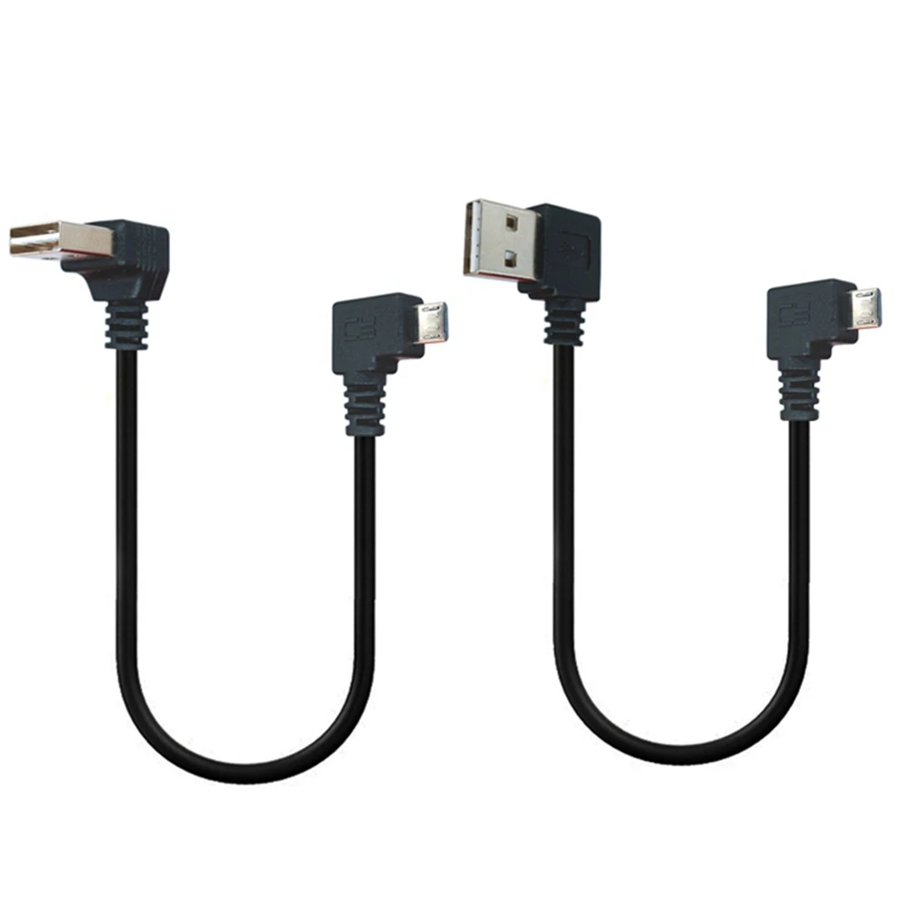 

USB 2.0 A plug to Micro USB B male cable left and right corner data synchronization and charging extender 25CM short 90 ° left a