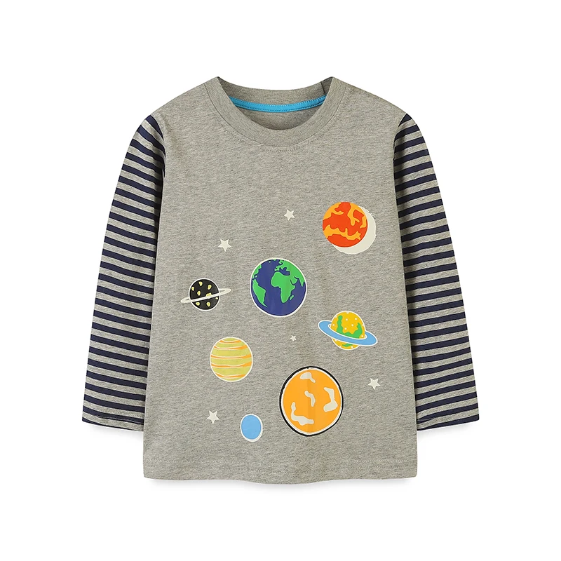 Luminous Planets Long Sleeves Kids T-shirt Cotton Boys t-shirts Glow In The Dark Children's Clothing