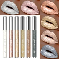 QIBEST Glitter Diamond Liquid Lipstick Waterproof Long Lasting Pearl Shiny Lip Gloss Metal Charming Women Lip Makeup 6 Colors 1