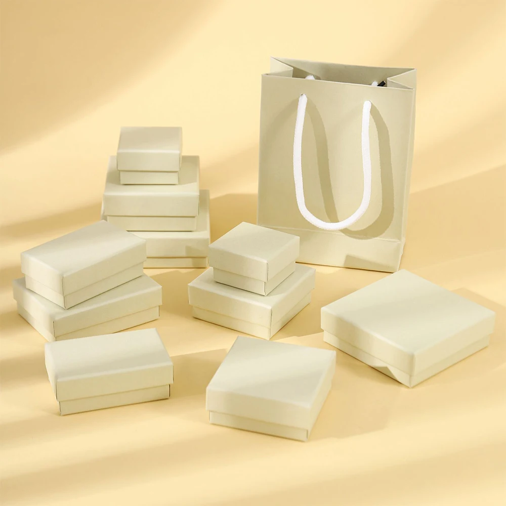 24pcs Light Yellow Jewelry Box Ring Earring Pendant Bracelet Protection Storage Case for Wedding Christmas Valentine‘s Day Gift