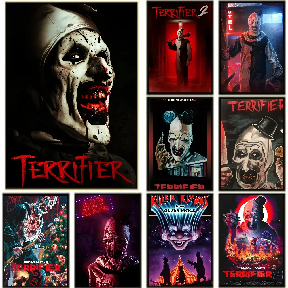 Terrifier Movie Art The Clown Horror Classic Movie Poster Paper Print Home Living Room Bedroom Entrance Bar Restaurant Cafe 1PC poster prints movie poster