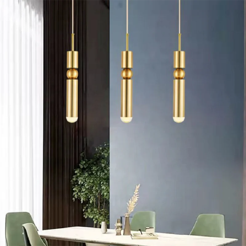 

postmodern simplicity iron black gold led tube bedside pendant lamp design for home shop decoration light glass chandelier