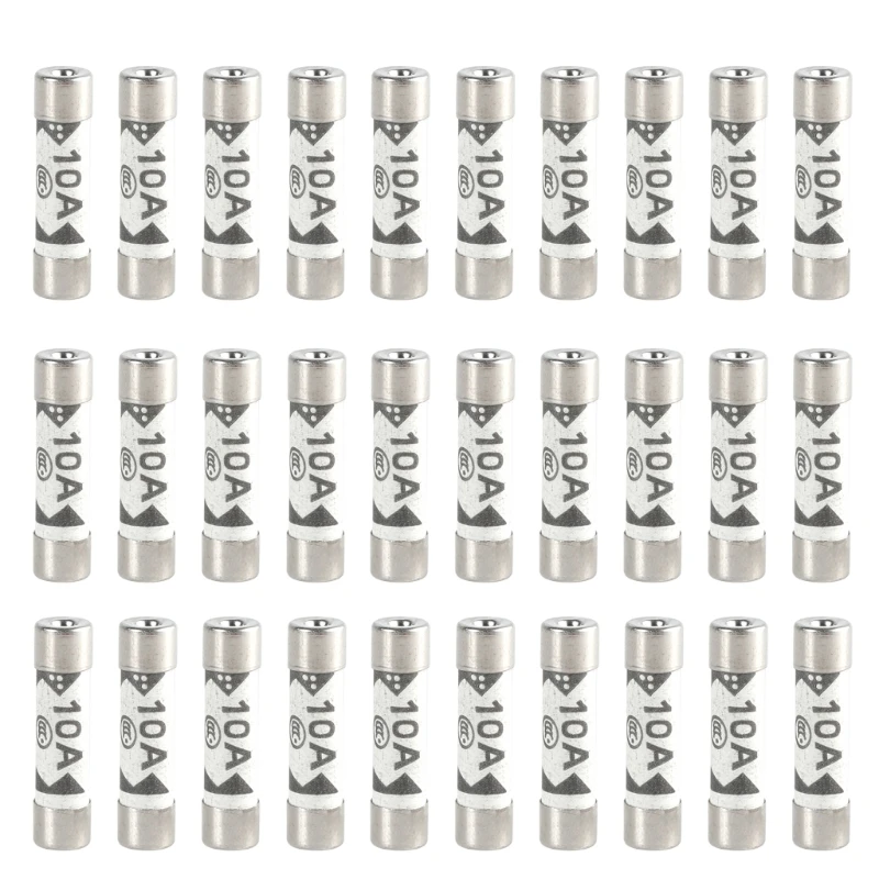 30pcs 10A Ceramic Fuses Temperature Resistant Fuses set for UK Plugs & Outlets