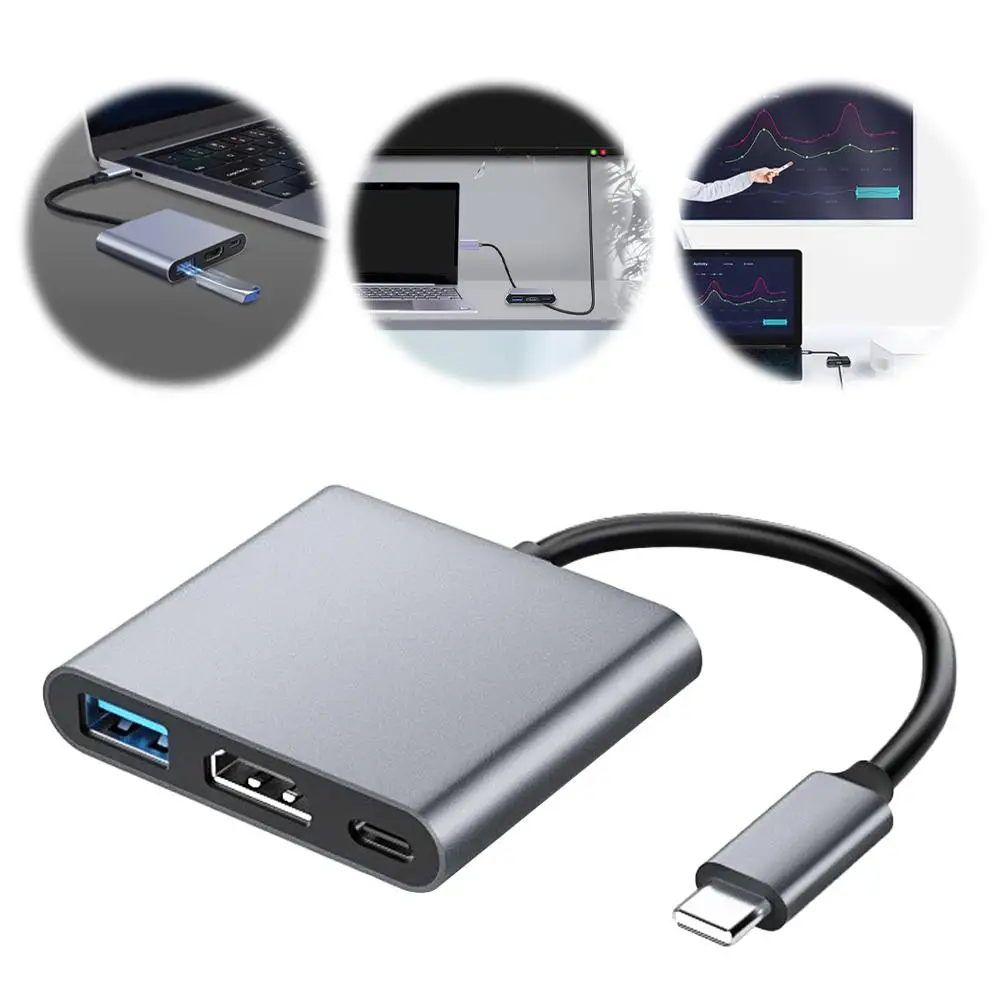 Hub de computador multifuncional, tipo c ao adaptador, conversor de encaixe, carregamento rápido, a4j8, 1pcs