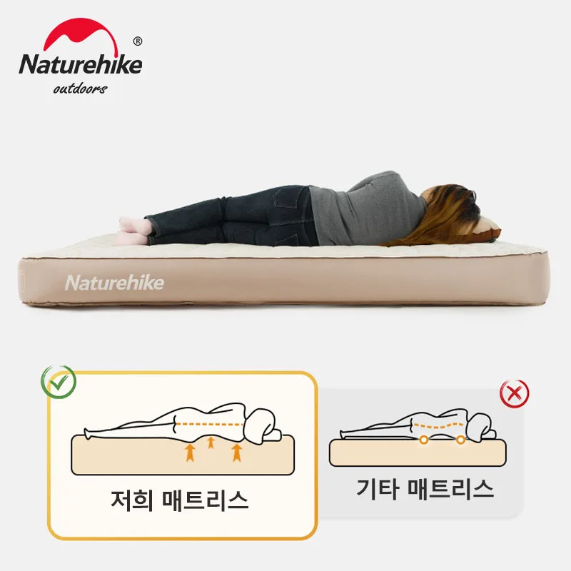 

Naturehike 2023 Air Mattress Camping PVC Mat Peach Velvet Pad Glamping Quick Inflatable Mattress Built In Pump 2 3 Person Bed