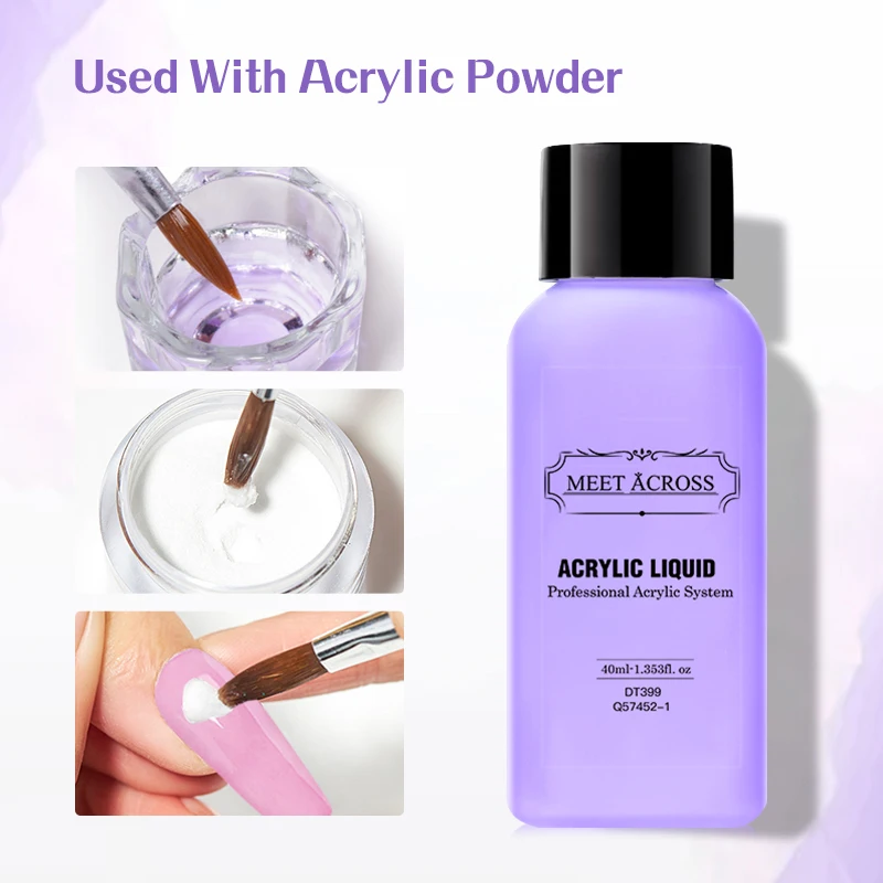 MEET ACROSS 40ml Acrylic Liquid For Acrylic Powder Dust Nails Monomer Crystal Nail Art Nail Extension Carving Manicure Tool 3