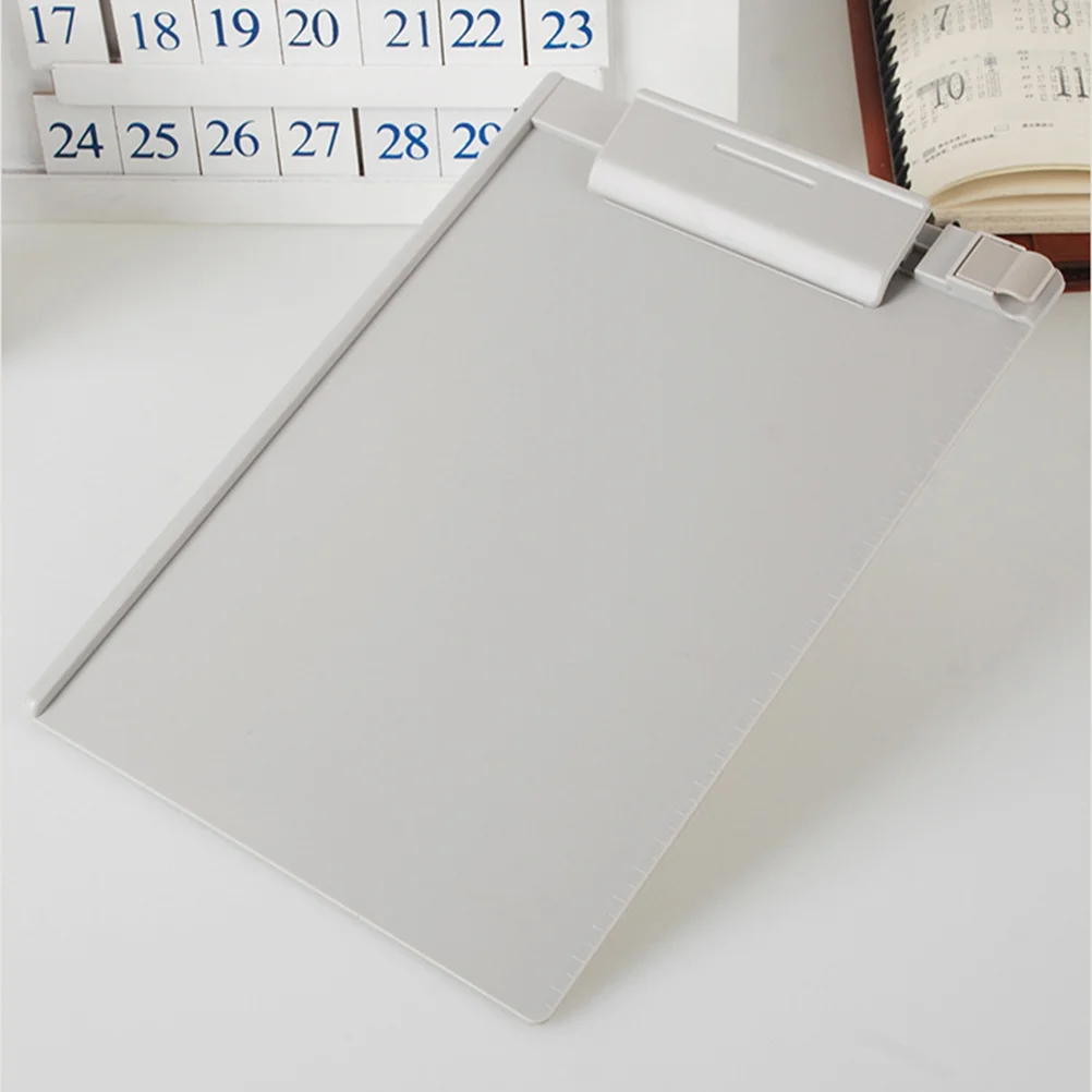 

Plastic A5 Clipboard Profile Clip Hardboard Paper Holder Writing Folders for School Classrooms Office (Grey)