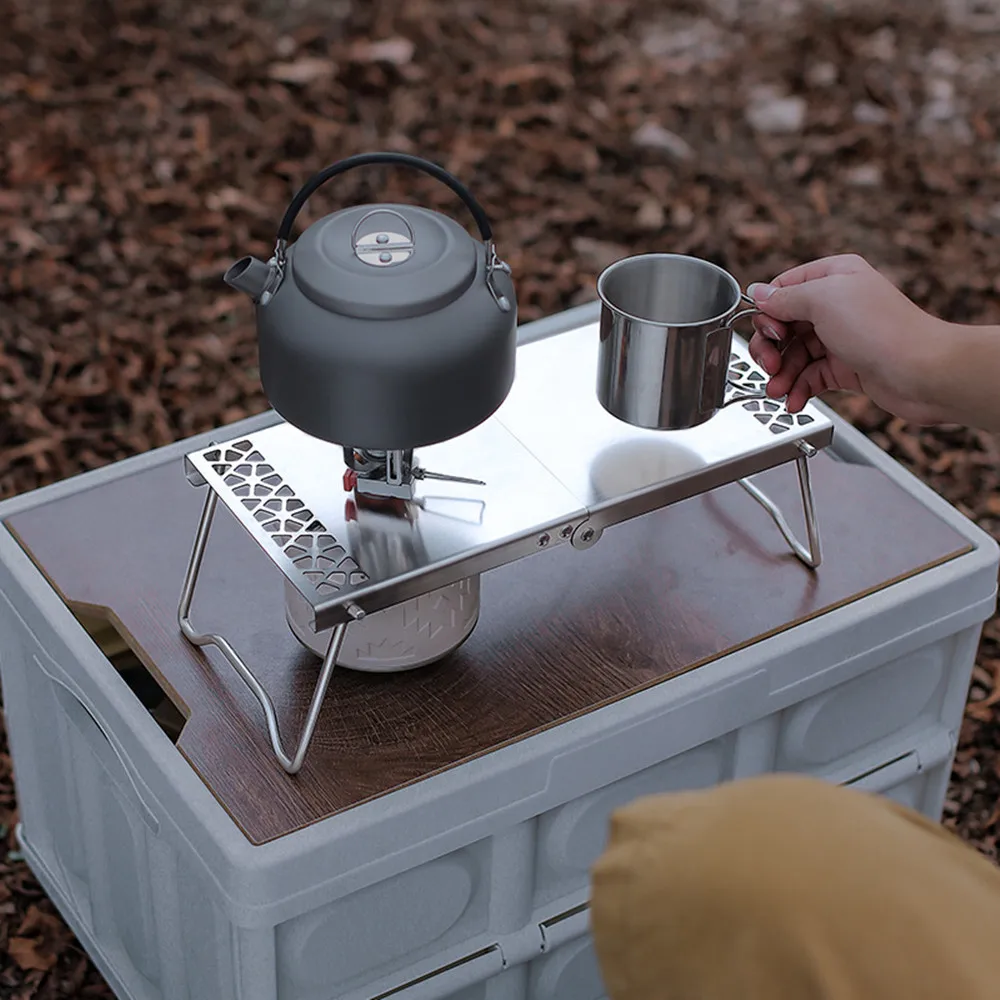 Tryhomy Camping Gas Stove Table Mini Stainless Steel Table Camping Gas  Burners Accessories Flat Tank Folding Tea Table New - AliExpress