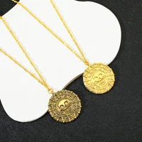 Pirates des caraïbes Jack Sparrow squelette aztèque têtes de crâne pièce médaillon pendentif Vintage bijoux collier pour la vente en gros 2