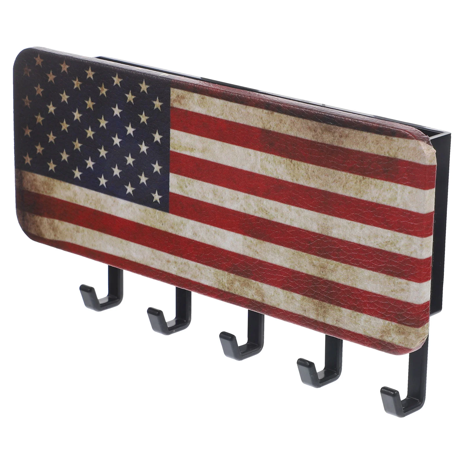 

Retro Flag Pattern Multifunctional Nail-free Wall Storage Box Entry Key Hook Fob Metal Holder Nordic