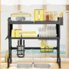 Kitchen Sink Dish Drying Rack Dustproof bowl Shelves Adjustable Stainless Steel Cupboard Kitchenware Holder heighten Cabinet 5