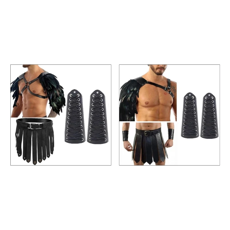 

Medieval Leather Shoulder Body Chest Harness Wrist Guard Thigh