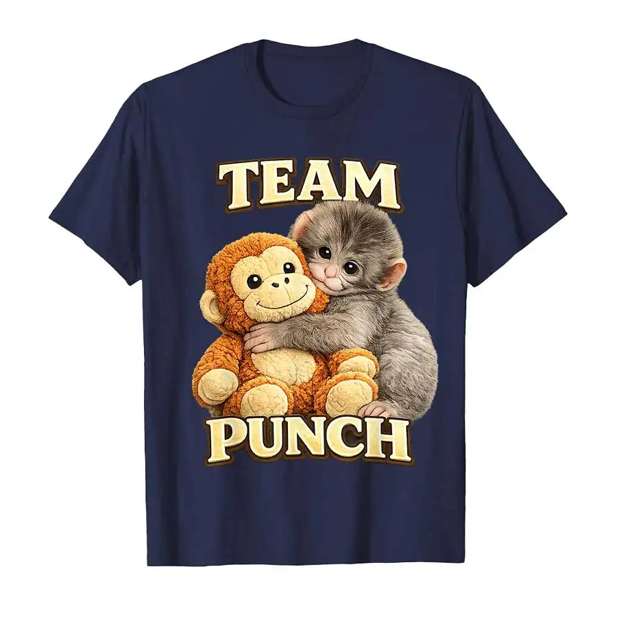 Cute Monkey Punch Panchi Kun Japan Baby Team Meme T-Shirt - 100% Cotton Short Sleeve Top