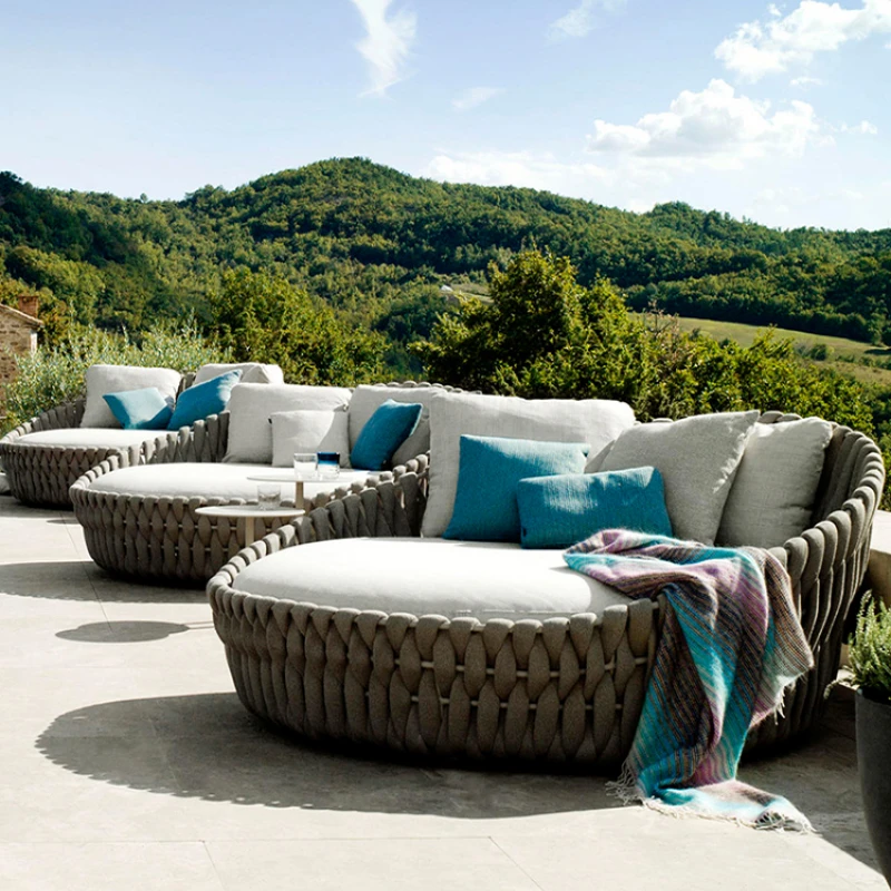 

Outdoor rattan bed outdoor courtyard beach pool terrace lounge chair